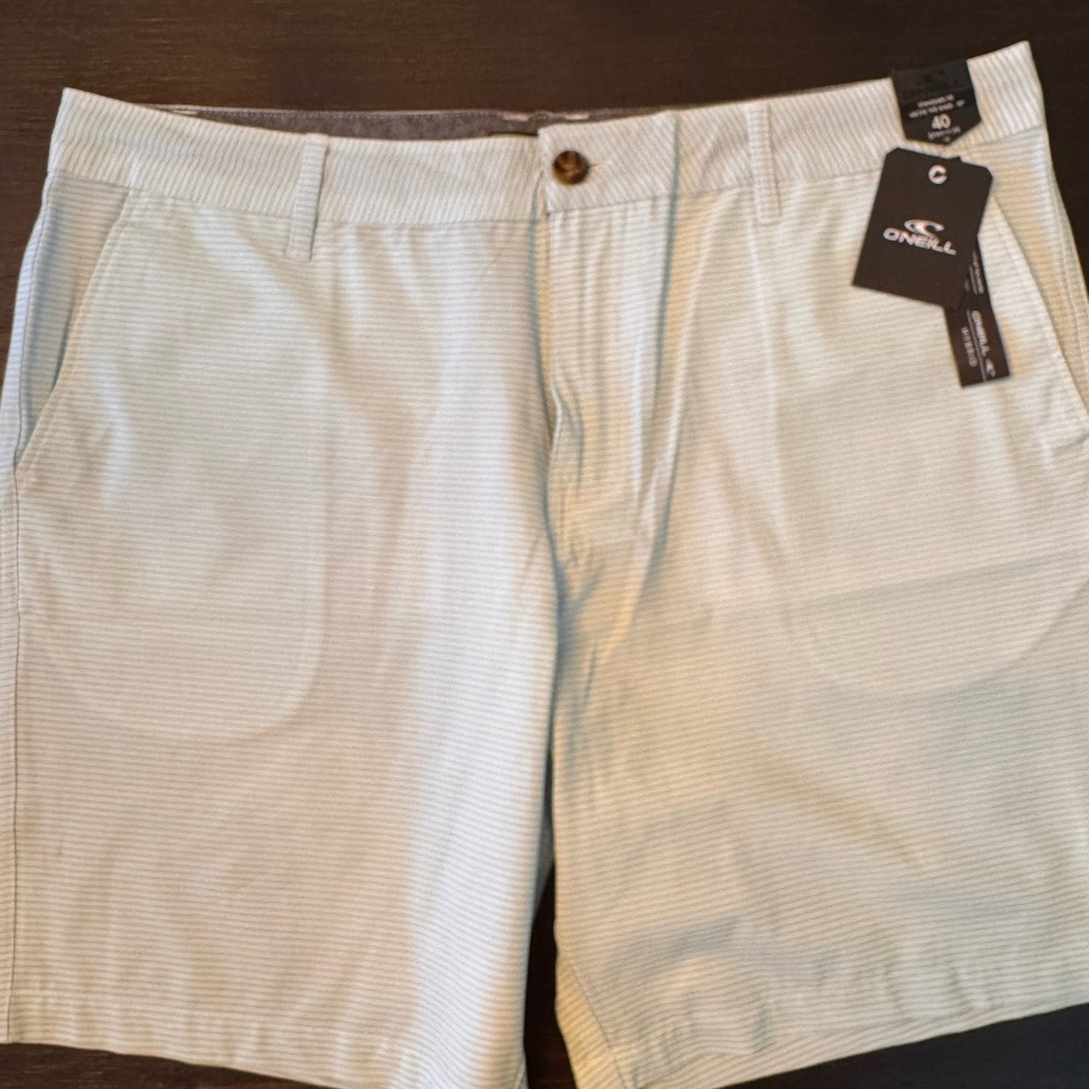 O'Neill Men's Baby Blue and White Walking Shorts. NWT. Size 40